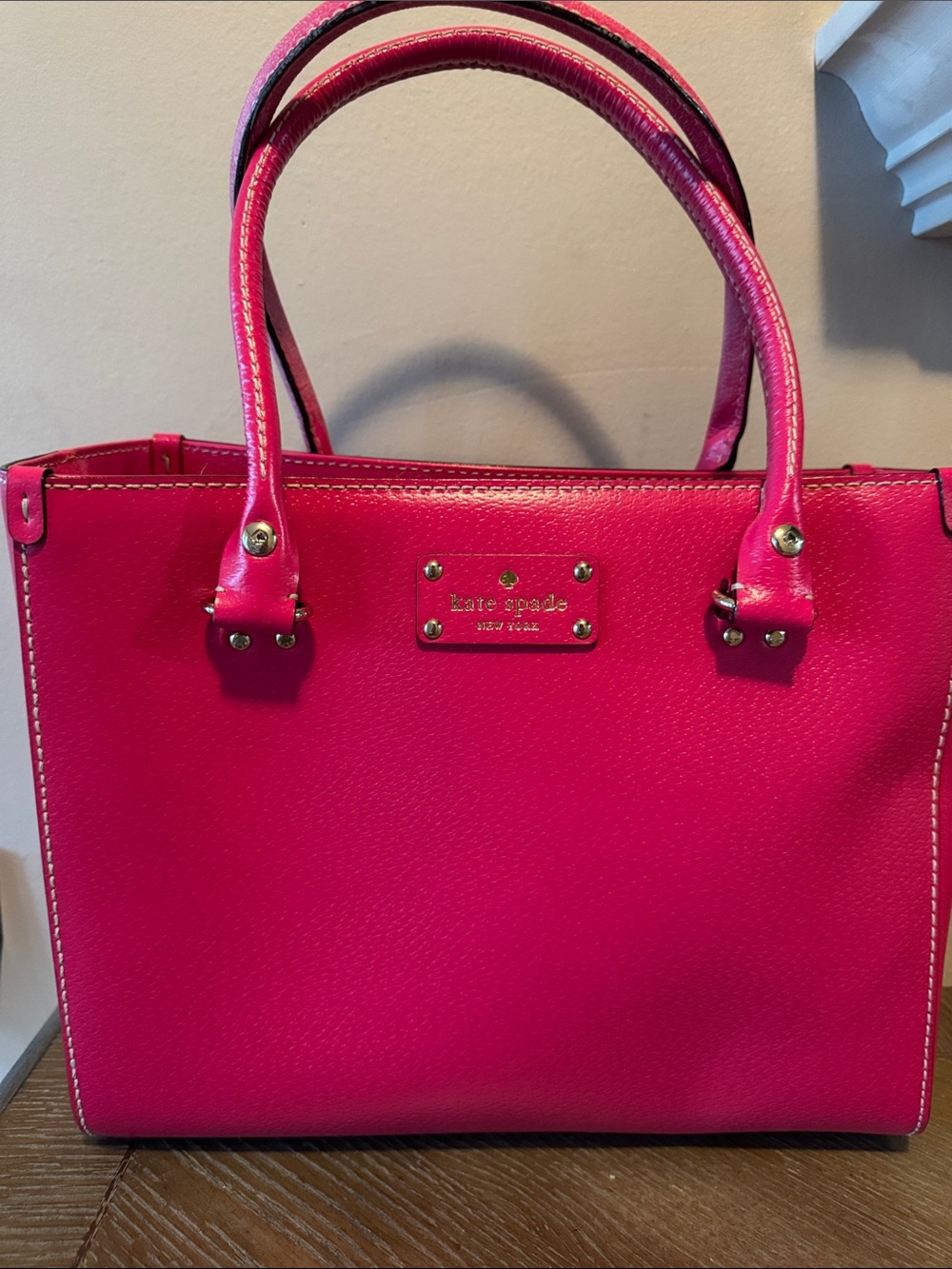 kate spade Hot Pink Leather Medium satchel with Dual Handles